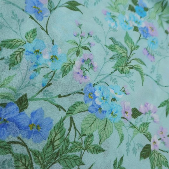 Vintage Farmhouse Dress Handmade Pastel Floral Green Blue Pink Tie Back Pockets - Picture 3 of 7